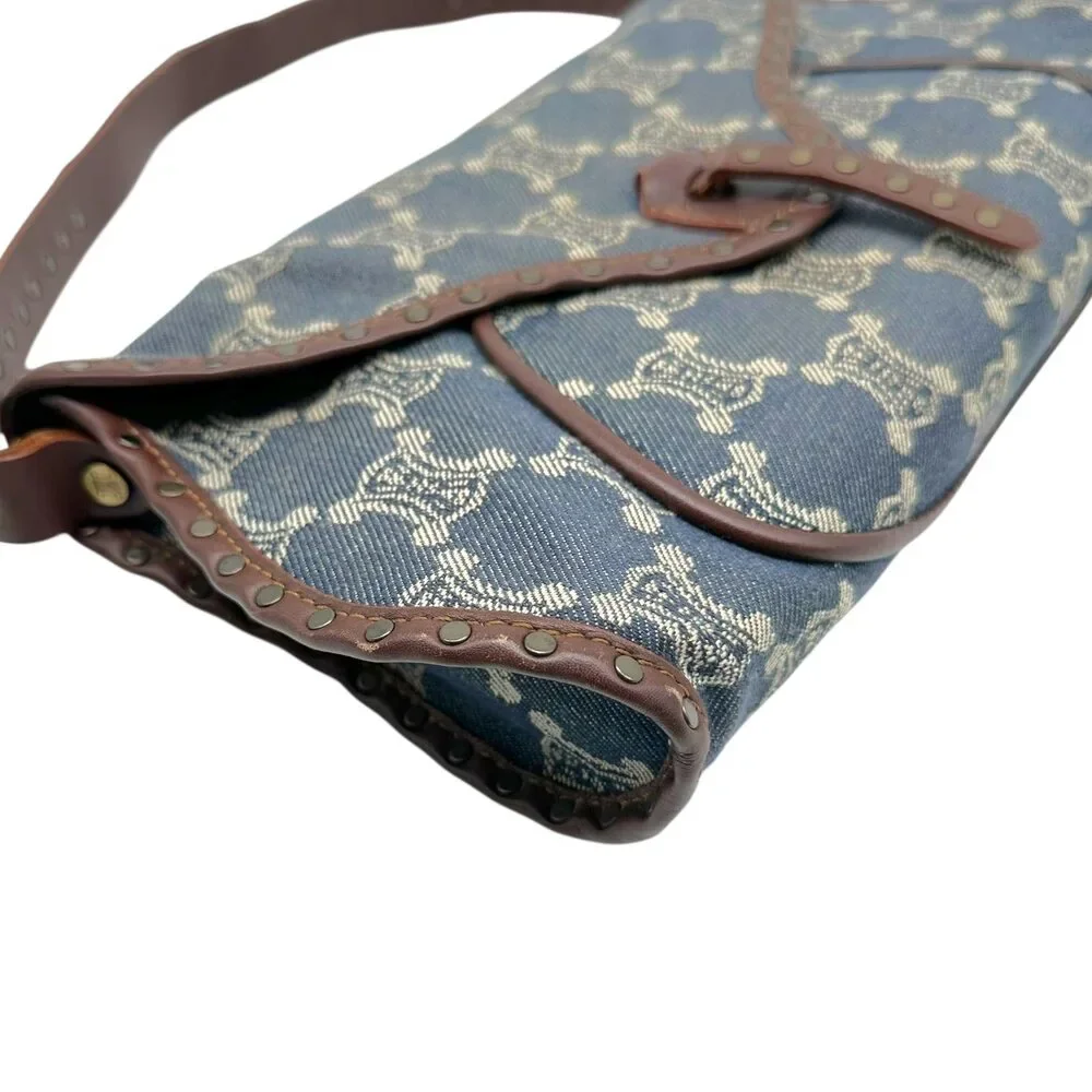 Celine Denim Triomphe Monogram Poulbot Bag - Picture 4 of 12